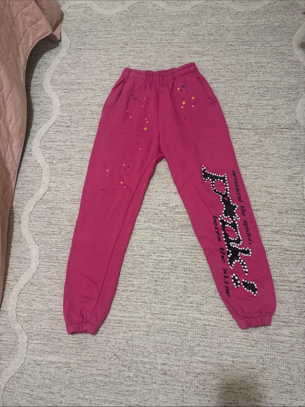 Girls' Hot Pink Graphic Joggers with Side Lettering